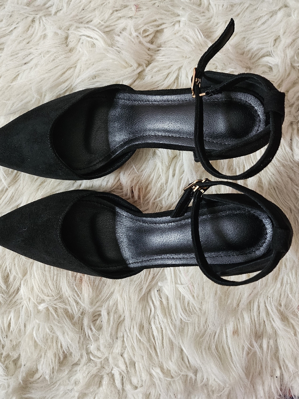 Black Ankle-Strap Pointed-Toe Flats - Women